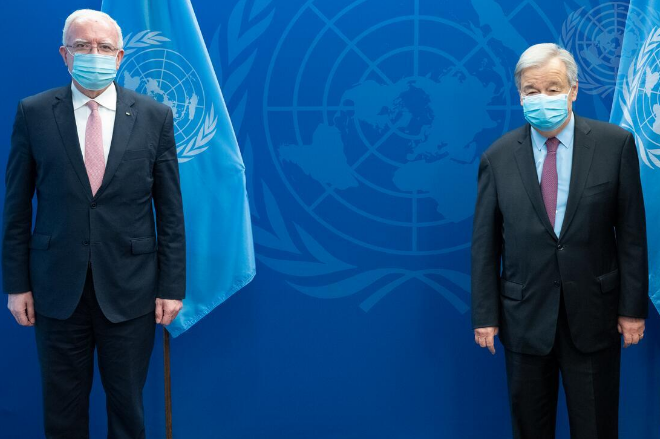 المالكي يطلع غوتيريش على آخر التطورات لا سيما ما ورد في خطاب الرئيس